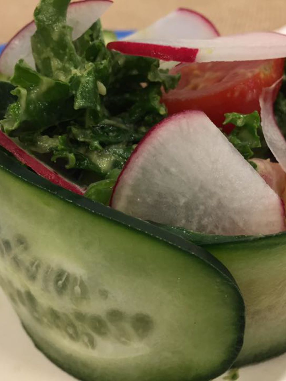 Cucumber, Kale, Radishes & Avocado Salad